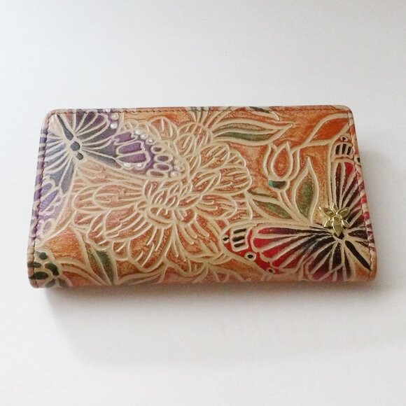 Anuschka Hand Tooled Leather Butterfly Designed Wallet with Box - Picture 2 of 9